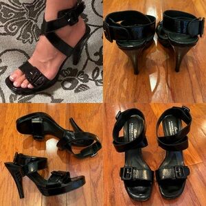 Donald Pliner Cooke Black Patent Leather Heels Women’s Size 8.5